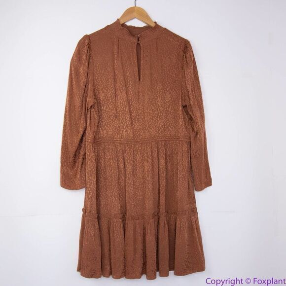NEW Madewell Mockneck Ruffle-Hem Mini Dress in Cheetah Jacquard, XL - Picture 7 of 16